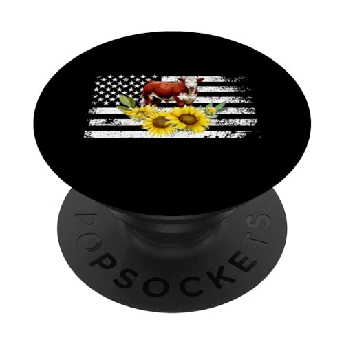 Hereford Cow US Flag Hereford Cow Lover Hereford Cattle PopSockets Standard Pop…