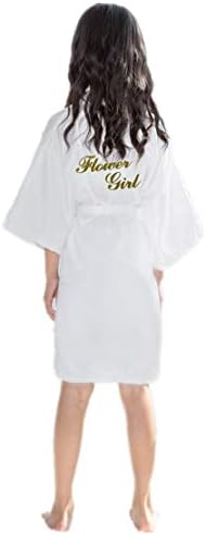 mama stadt Girls Satin Flower Girl Robe,Bride Party Short Kimono Robe Silk Satin Maid of Honor Dressing Gowns for Wedding Gifts Glitter Bridesmaid Bath Robe