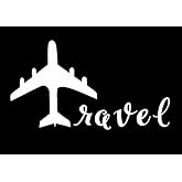 Travel Airplane Decal Vinyl Sticker|Cars Trucks Vans Walls Laptop|White |4.25 x 7.5 in|CCI1656