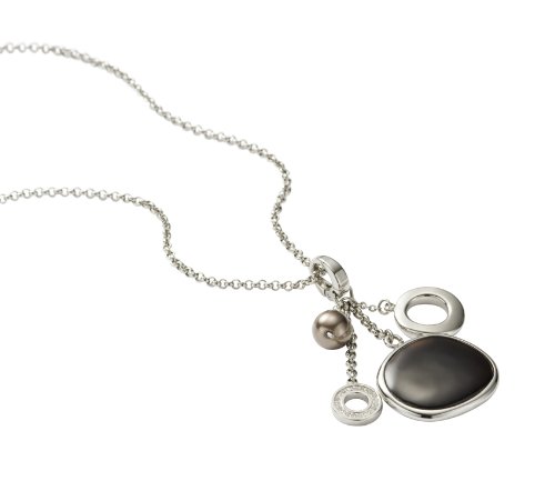 Fossil Damen-Collier Edelstahl mit Rauchquarz, Perle und Glassteinen 45 cm JF85558040
