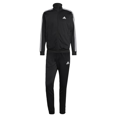 adidas Mens Sportswear Basic 3 Stripes Tricot Track Suit, Black, XXL