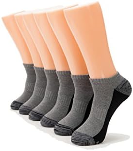 Homeyone Men's 6-Pack Ultra Comfort Cushion Low-Cut Ankle Socks (Grey)
