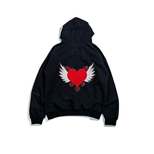 JKJF Large Heart Sequins Patch with Flying Wings Sequins Patch Sew on Patches Embroidered Badge Motif Applique Compatible Clothing Jeans T-Shirt DIY Sewing Apparel Accessories (2 Pieces)