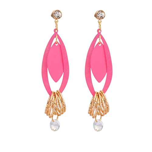 QiXuan Women 18K Crystal Rhinestone Circle Willow Gold Plated Drop Earrings.