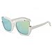 Supertrip Womens Fashion Oversized Round Square Plastic Vintage Cut-Out Flash Mirror Lens Cat Eye Sunglasses Color White/Gold