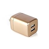 Allytech 2.4A 12W 2-Port Travel Home USB Wall Charger with Foldable Plug For iPhone 7 / 6s / Plus, iPad Air 2 / mini 3, Galaxy S Series, Note Series and Android or USB Devices (Bucket Shape-Gold)