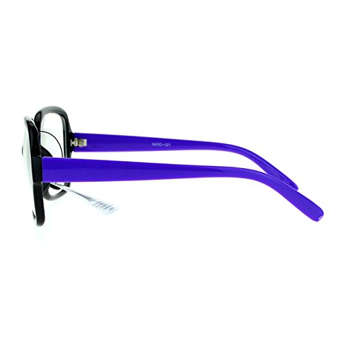 Nerd Eyewear Clear Lens Glasses Square Frame Hipster Eyeglasses Black Purple
