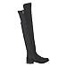 BAMBOO Monterey-05 Women's Stretch Back Side Zipper Low Heel Over The Knee Boots,Black Suede,8.5