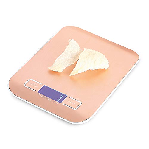Pocket Jewelry Scale, YiMiky 5kg/1g Digital Kitchen Scale LCD Display Electronic Weight Scales Precise Cooking Baking Scale Stainless Steel Food Cooking Measure Tools (Rose Gold)