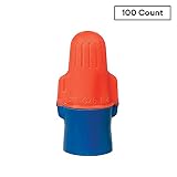 3M Performance Plus Wire Connector, Flexible Steel Spring Connectors, 22-12 AWG, Orange and Blue Color (O/B+), Bag of 100