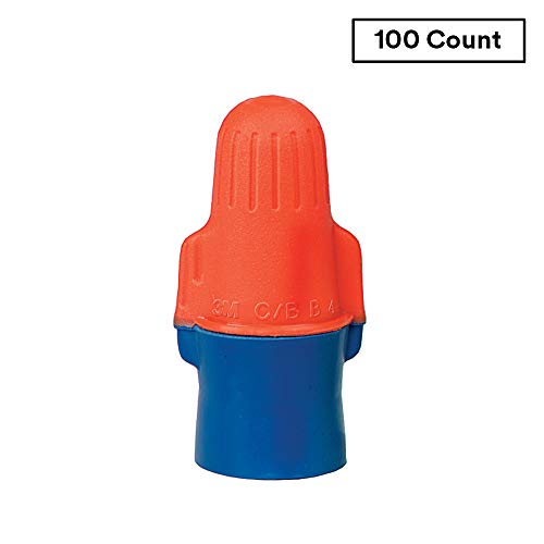 3M Performance Plus Wire Connector, Flexible Steel Spring Connectors, 22-12 AWG, Orange and Blue Color (O/B+), Bag of 100