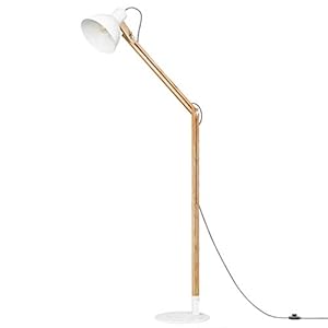 Tomons houten vloerlamp, verstelbaar staande lamp, natuurrubber hout, 8W warm wit LED-licht, 40W E26 gloeilamp, 57,8…