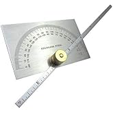 Taytools 469256 6 Inch Depth Gauge Protractor Rectangular Stainless Steel Brass Knob