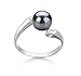 Black 6-7mm AAA Quality Freshwater 925 Sterling Silver Cultured Pearl Ring - Size-8