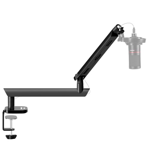NEEWER Microphone Stand, Low Profile gedämpfter Mikrofon Halterung mit Boom Arm, 360° Kugelkopf, verbesserte Kabelkanäle, 3/8" und 5/8" Adapter für Po