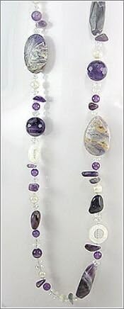 36 Inch Amethyst &amp; Pearl Necklace