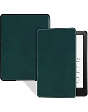 BOZHUORUI Slim Case for Kindle Paperwhite 11th Generation and Kindle Paperwhite Signature Edition eReader (6.8 inch, 2021 Release) - PU Leather Lightweight Cover with Auto Wake/Sleep (Dark Green)