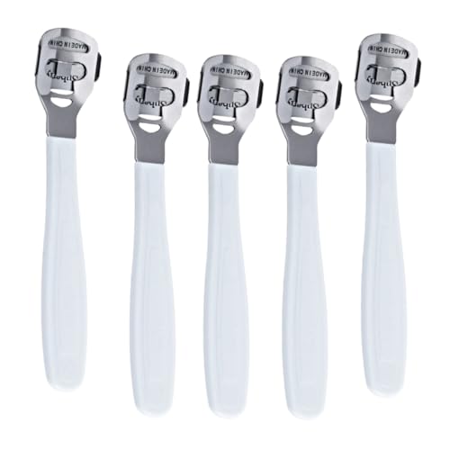 FRCOLOR 5Pcs Stainless Steel Foot Manual Pedicure Tools for Hard Skin Cuticle Care for Home Use Professionals Easy to Clean Replaceable Heads