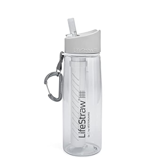 LifeStraw Go Water Filter Bottle with 2-Stage Integrated Filter Straw for Hiking, Backpacking, and Travel, Clear