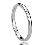 2MM Titanium Womens Rings High Polished Classy Domed Comfort Fit Wedding Bands