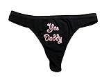 Kinky Stuff Yes Daddy Thong Panty Sexy (Large, Black/Pink)
