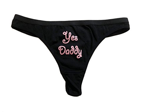 Kinky Stuff Yes Daddy Thong Panty Sexy (Large, Black/Pink)