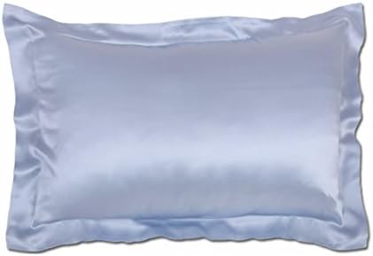 Pair of 100% Pure Mulberry Silk Pillowcase Standard Size 50x75cm 19mm Silk Oxford Pillow Case Cover Facial/Hair Beauty (Light Blue)