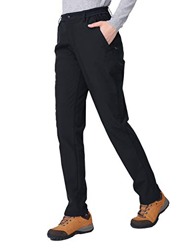 CAMEL CROWN Women’s Snow Ski Fleece Pants for Spring and Fall Outdoor Waterproof Hiking Softshell Pants Black
