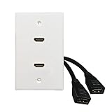 HDMI Wall Plate,Fly Tiger,6 Inch Pigtail Built,in Flexible High Speed HDMI Cable with Ethernet,Single Outlet Port Insert (2 Port)
