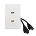 HDMI Wall Plate,Fly Tiger,6 Inch Pigtail Built,in Flexible High Speed HDMI Cable with Ethernet,Single Outlet Port Insert (2 Port)