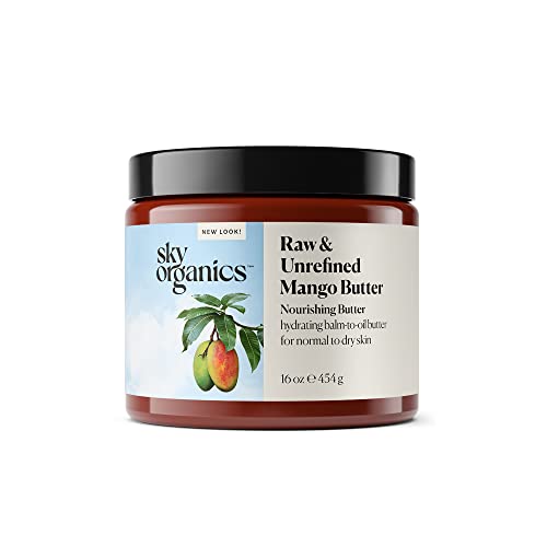 Sky Organics │ Burro di mango per corpo e viso, 100% grezzo e non raffinato per idratare, equilibrare e tonificare uniformemente, 454 g