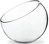 CYS EXCEL Glass Slant Cut Bubble Bowl, Fish Bowl & Plant Terrarium, Slant Cut Globe Vase Center Piece, Diameter: 8". Height: 7" (Pack of 1)