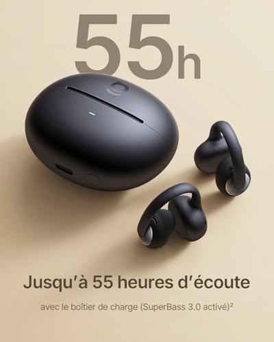 Baseus MC2 Clip-On Free Ear Headphones with CloudComfort 2.0, Hi-Res Audio, LDAC, SuperBass 3.0, Bluetooth 6.0, 4 Mic with AI for Innodal Calls, 55 Hours of Battery Life, IP67, Lightweight 5g