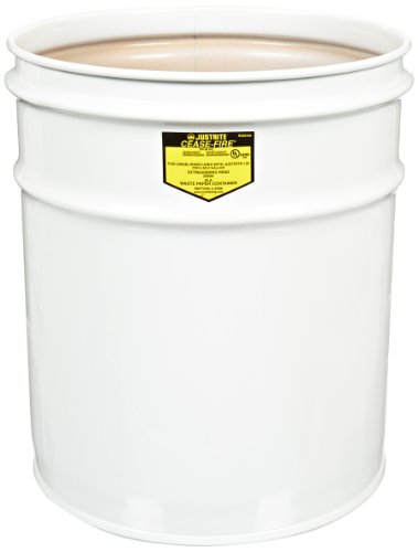 Justrite 26040W Cease-Fire Steel Drum, 4.5 Gallon Capacity, 11-7/8" OD x 13-1/4" Height, White - Thumbnail 2