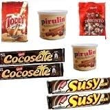 Chocolate & Cookies 8 Pieces: 2 Pirulin 190g each, Toddy 400g, Toronto 14units, 2 Sussy Cookies 50g each, 2 Cocosette Cookies 50g each