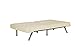 DHP Emily 71 Inch Futon Sofa Bed in Faux Leather, Armless Upholstered Couch Sleeper with Tufted Back and Seat, Mid-Century Modern, Vanilla