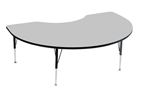 Correll AM4872-KID-15 Kidney Shaped Height Adjustable Heavy Duty Legs Econoline Activity Table, 48" x 72", Gray