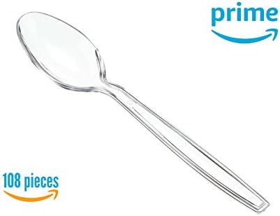 Clear Plastic Heavy Duty Cutlery Disposable Spoons- 36 per Package Pack of 3