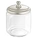 mDesign Glass Bathroom Vanity Storage Organizer Canisters Jars for Cotton Balls, Swabs, Makeup Sponges, Bath Salts, Hair Ties, Jewelry - 3 Pack - Clear/Satin