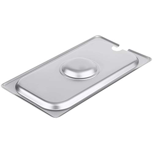 image for 1/3 Size Stainless Steel Slotted Steam Table Pan Cover, Kitma Pan Lids