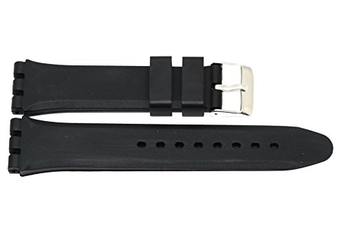 19MM BLACK SMOOTH SILICONE RUBBER WATCH BAND STRAP FITS SWATCH S540