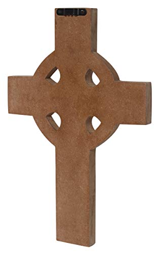 The StoreKing Handmade Classic Wooden Wall Cross Plaque 12" Long Hanging with Hand Carvings Religious Altar Home Living Room Decor