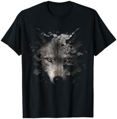 Amazon.com: Wolf T-Shirts - Split Face Wolf Shirts Magical Wolves