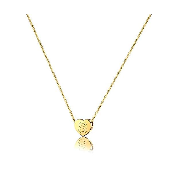 Jewlpire Tiny Heart Initial Necklace for Women Girls â 18K Gold Filled Sterling Silver Dainty 