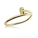 Stainless Steel Nail Style Love Gold Plated Bangle Bracelet Oval High Polish , Fits 7.5inch Wrists
