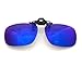 Costyle 1 Pack Mirror Retro Polarized Clip-on Flip-up Plastic Sunglasses Compatible with Myopia Glasses for Driving Fishing Outdoor Sport (Royal Blue)