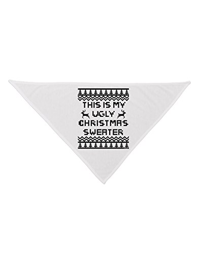 This Is My Ugly Christmas Sweater Printed White Dog Bandana 26