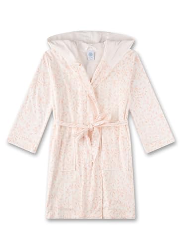 SANETTA Mädchen-Bademantel Beige | Hochwertiger und kuscheliger Bademantel aus Baumwoll-Mix für Mädchen. Bademantel mit Kapuze & Gürtel und Kolibri-Allover| Bademantel für Mädchen