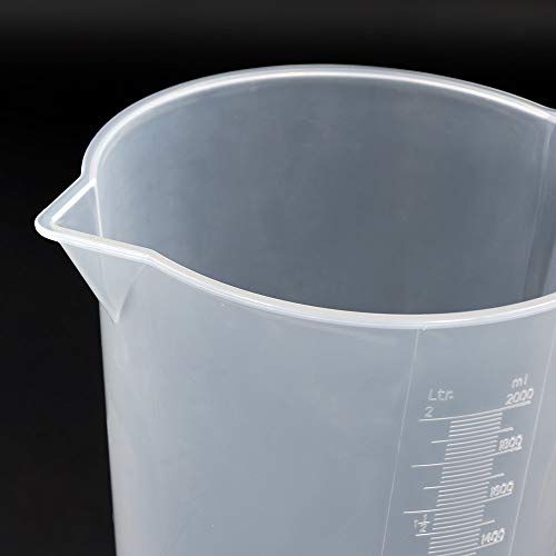 ULAB Scientific Half Handle Plastic Measuring Beaker Set, Stackable 5 Sizes 250ml 500ml 1000ml 2000ml 3000ml, with Spout and Molded Graduation, UBP1004 - Thumbnail 3