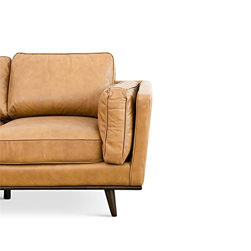 ASHCROFT Mid Century Modern 92.9" Tan Genuine Leather Couch Sectional L